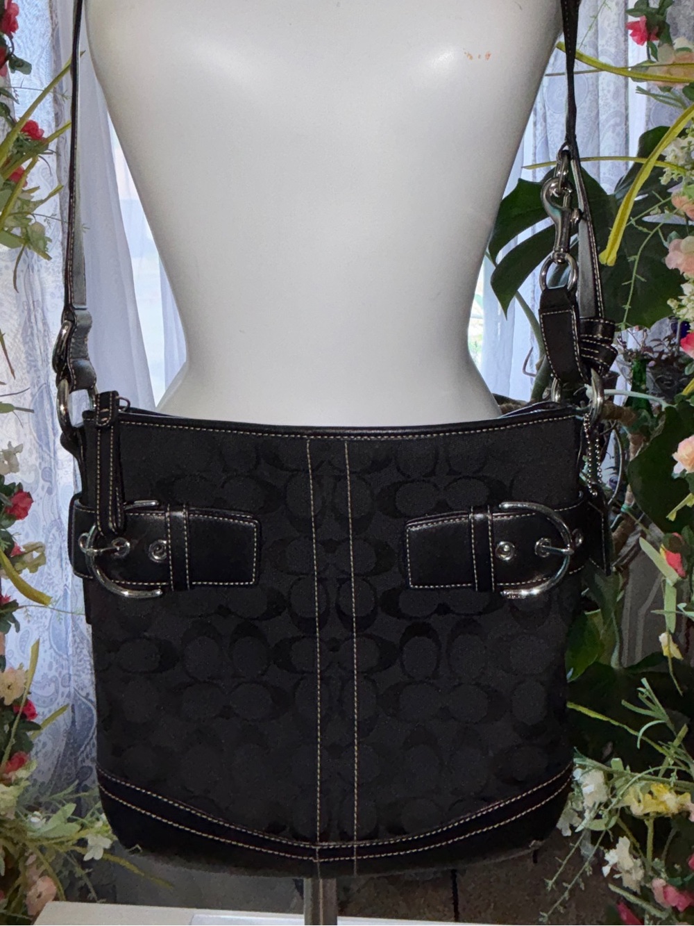 Coach Y2K Black Signature Soho 2-Way Bag Purse Crossbody Shoulder